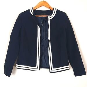 NEW Talbots Blazer Open Front Cotton Navy Blue Size 2